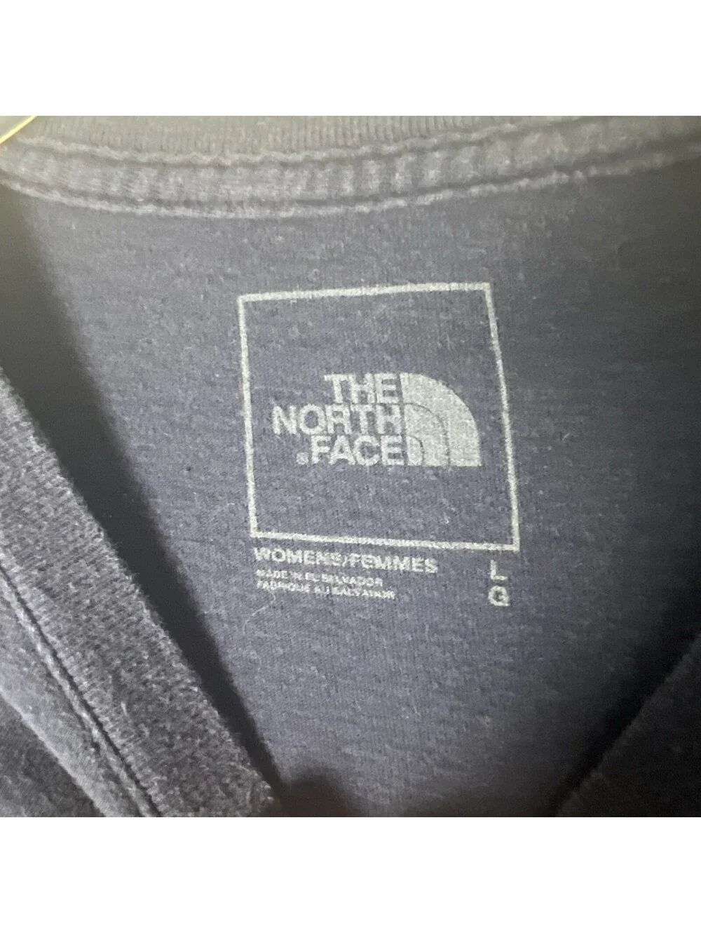 The North Face Long Sleeve Tee Shirt-Navy Blue/ Black Logo-Women's Large